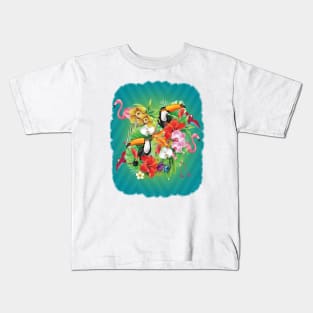 Tropical Carnival beautiful exotics birds Kids T-Shirt